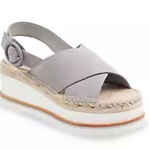 MARC FISHER Womens Glenna Platform Slingback Suede Gray Sandal Size 7